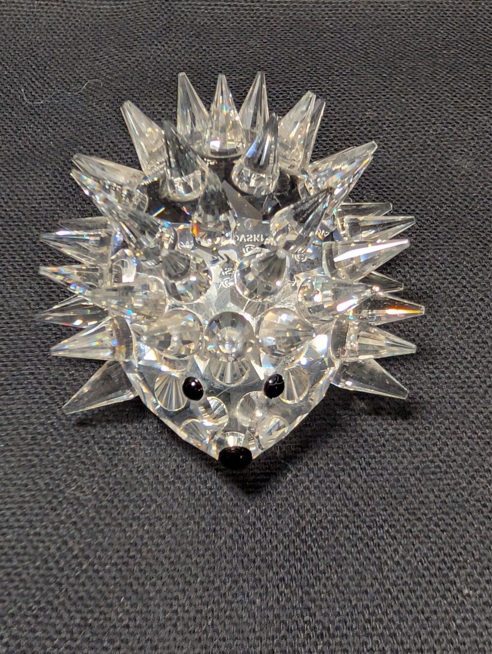 Swarovski Crystal Hedgehog Figurine Spiky Clear w Black Eyes w Box Austria
